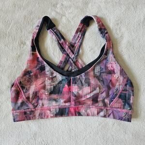 Lululemon Energy Sport Bra 8 Cross Back Strappy Athletic Workout Pink